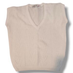 Vintage Western Connection Knit Sweater Vest-Small-White-Preppy-Made In Britain
